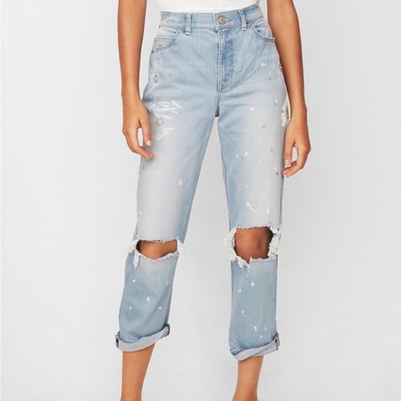 🌼 Express Floral High-rise Girlfriend Jeans! 🌸 - Picture 4 of 10